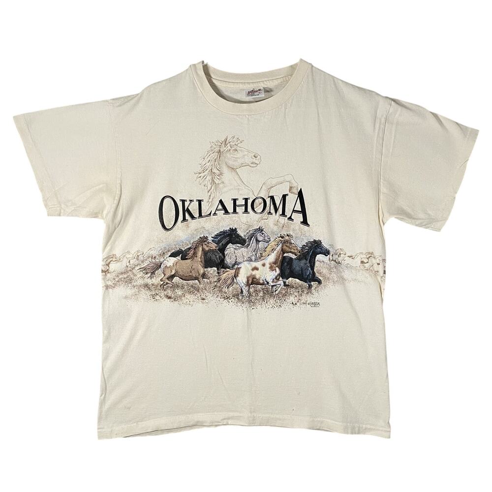 Vintage Oklahoma San Segal Horse Shirt USA Made Size Large *Read*